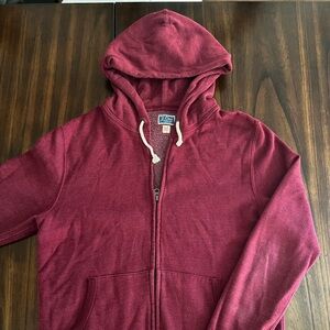 Burgundy J Crew zip up hoodie, excellent condition, size Medium